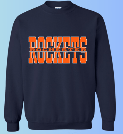 dBoldTees & DTF Transfers Rochester Rockets Gildan Crewneck 18000 DS003 - RR001 Adult Small / Navy