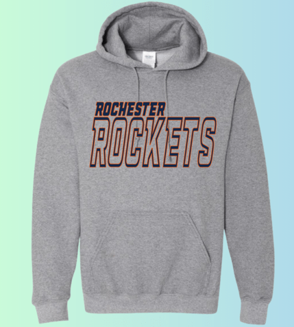 dBoldTees & DTF Transfers Rochester Rockets Gildan Hoodie 18500 DS005 - RR001 Adult Small / Gray