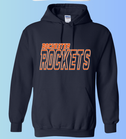dBoldTees & DTF Transfers Rochester Rockets Gildan Hoodie 18500 DS005 - RR001 Adult Small / Navy