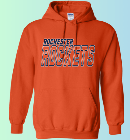 dBoldTees & DTF Transfers Rochester Rockets Gildan Hoodie 18500 DS005 - RR001 Adult Small / Orange