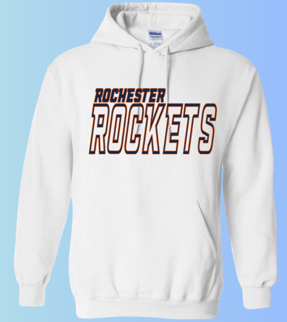 dBoldTees & DTF Transfers Rochester Rockets Gildan Hoodie 18500 DS005 - RR001 Adult Small / White