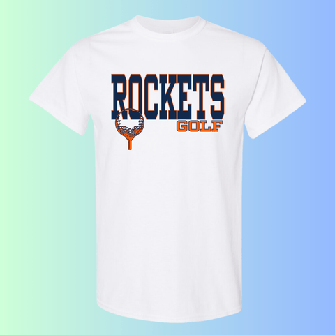 dBoldTees & DTF Transfers Rochester Rockets Golf Gildan Apparel - RR001 T-Shirt 5000 / Adult Small / White