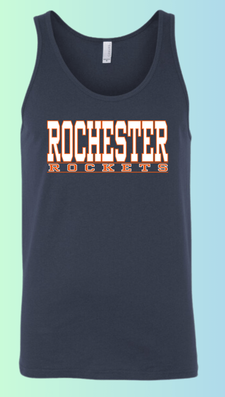 dBoldTees & DTF Transfers Rochester Rockets Men's Bella + Canvas Tank  3480 DS004 - RR001 Adult Small / Navy