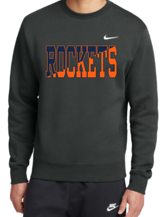 dBoldTees & DTF Transfers Rochester Rockets Nike Crewneck CJ1614 - RR001 Adult Small / Dark Gray