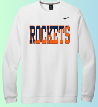 dBoldTees & DTF Transfers Rochester Rockets Nike Crewneck CJ1614 - RR001 Adult Small / White
