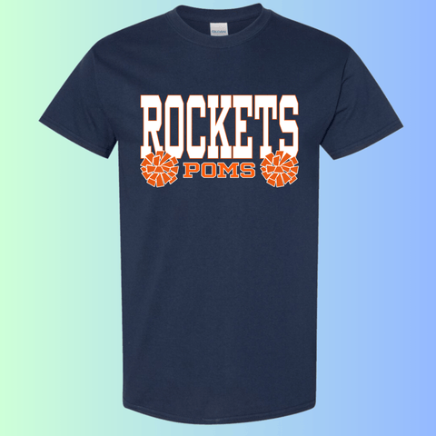 dBoldTees & DTF Transfers Rochester Rockets Poms Gildan Apparel - RR001 T-Shirt 5000 / Adult Small / Navy