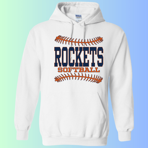 dBoldTees & DTF Transfers Rochester Rockets Softball Gildan Apparel - RR001 Hoodie 18500 / Adult Small / White