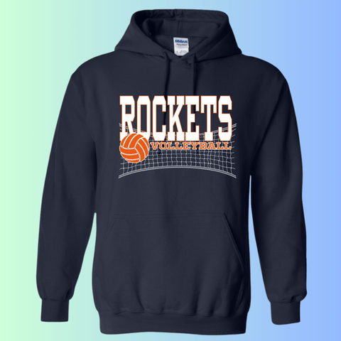 dBoldTees & DTF Transfers Rochester Rockets Volleyball Gildan Apparel - RR001 Hoodie 18500 / Adult Small / Navy