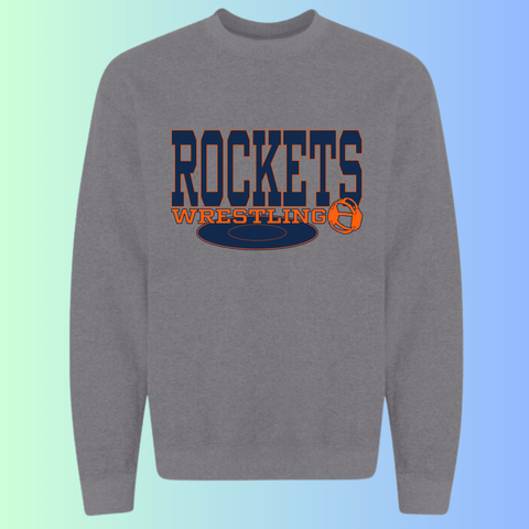 dBoldTees & DTF Transfers Rochester Rockets Wrestling Gildan Apparel - RR001 Crewneck 18000 / Adult Small / Gray