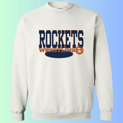 dBoldTees & DTF Transfers Rochester Rockets Wrestling Gildan Apparel - RR001 Crewneck 18000 / Adult Small / White