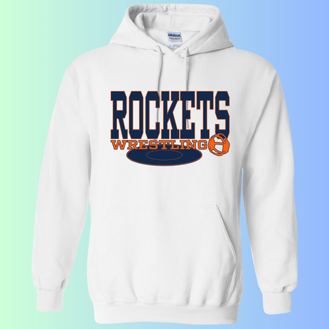 dBoldTees & DTF Transfers Rochester Rockets Wrestling Gildan Apparel - RR001 Hoodie 18500 / Adult Small / White