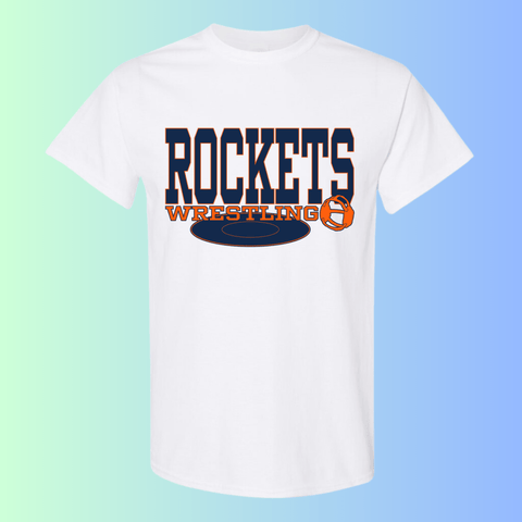 dBoldTees & DTF Transfers Rochester Rockets Wrestling Gildan Apparel - RR001 T-Shirt 5000 / Adult Small / White