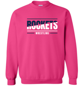 dBoldTees & DTF Transfers Rochester Rockets Wrestling Gildan Heavy Blend Crewneck Sweatshirt - TS023 Adult Small / Pink