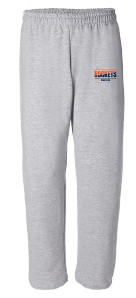 dBoldTees & DTF Transfers Rochester Rockets Wrestling Gildan Heavy Blend Open Bottom Sweatpant - TS023 Adult Small / Gray
