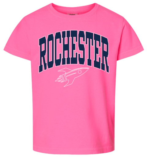 dBoldTees & DTF Transfers Rochester Rockets Youth Comfort Colors T-Shirt 9018 - RR001 Youth XS / Neon Pink