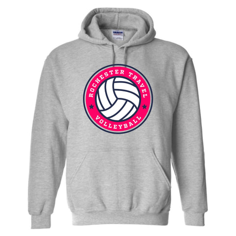 dBoldTees & DTF Transfers Rochester Travel Volleyball Gildan Hooded Sweatshirt - TS033 Youth XS / Gray