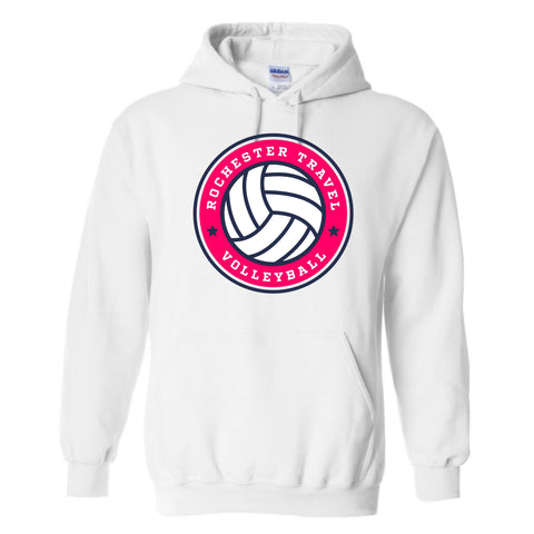 dBoldTees & DTF Transfers Rochester Travel Volleyball Gildan Hooded Sweatshirt - TS033 Youth XS / White