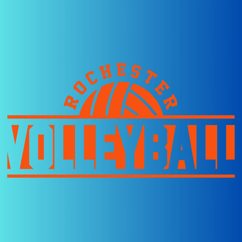 dBoldTees & DTF Transfers Rochester Volleyball Car Decal - FR017 3" Wide / Orange