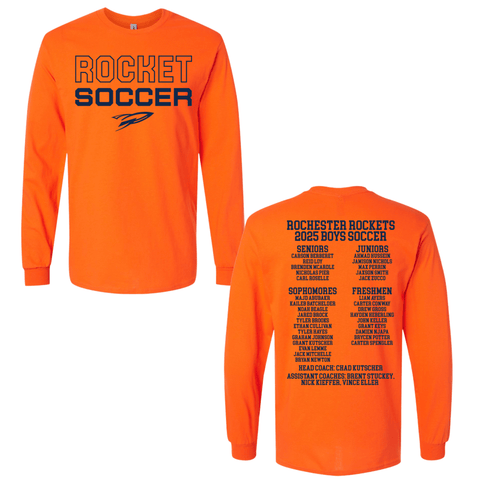 dBoldTees & DTF Transfers Rocket Soccer D1 Gildan Long Sleeve 5400 - TS021 Adult Small / Orange