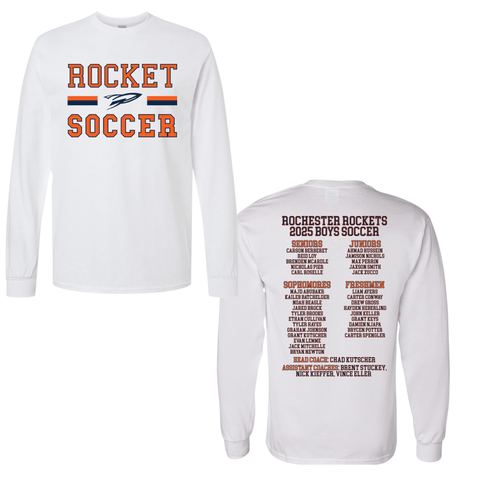 dBoldTees & DTF Transfers Rocket Soccer D2 Gildan Long Sleeve 5400 - TS021 Adult Small / White