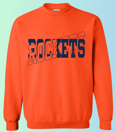 dBoldTees & DTF Transfers Rockets Gildan Crewneck 18000 DS003 - RR001 Adult Small / Orange