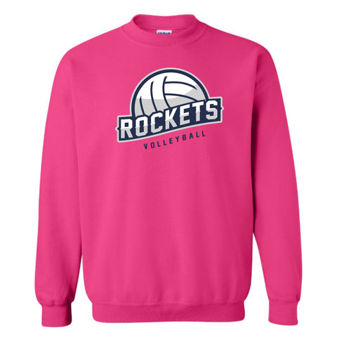 dBoldTees & DTF Transfers Rockets Volleyball Gildan Crewneck Sweatshirt - TS033 Adult Small / Pink