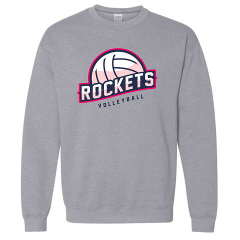 dBoldTees & DTF Transfers Rockets Volleyball Gildan Crewneck Sweatshirt - TS033 Youth XS / Gray