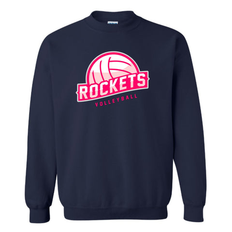 dBoldTees & DTF Transfers Rockets Volleyball Gildan Crewneck Sweatshirt - TS033 Youth XS / Navy