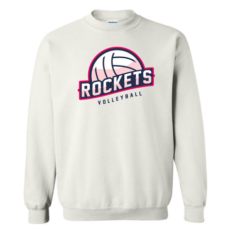 dBoldTees & DTF Transfers Rockets Volleyball Gildan Crewneck Sweatshirt - TS033 Youth XS / White