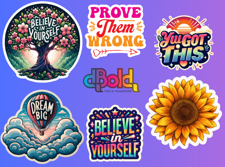 Sample UV DTF Bundle PERMANENT STICKERS dBoldTees & DTF Transfers