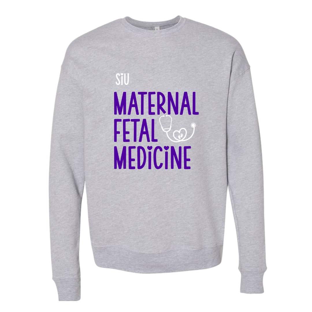 dBoldTees & DTF Transfers SIU Maternal Fetal Medicine with tiny feet, hearts & stethoscope Crewneck Sweatshirt / XS