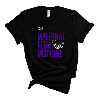 dBoldTees & DTF Transfers SIU Maternal Fetal Medicine with tiny feet, hearts & stethoscope Design 10 T-Shirt / XS / Black