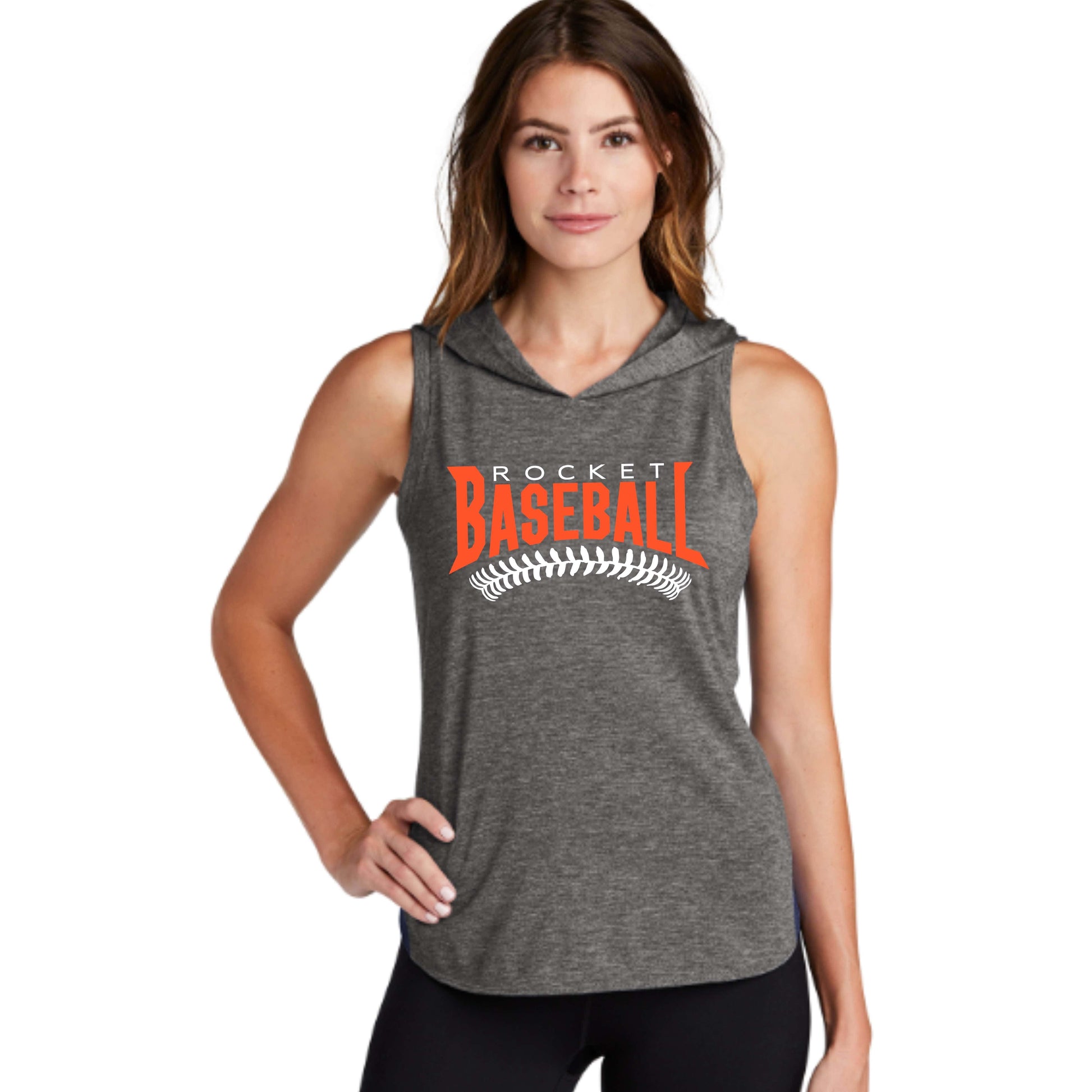 dBoldTees & DTF Transfers Sport-Tek® Women's PosiCharge ® Tri-Blend Wicking Draft Hoodie Tank Rocket Baseball - FR002