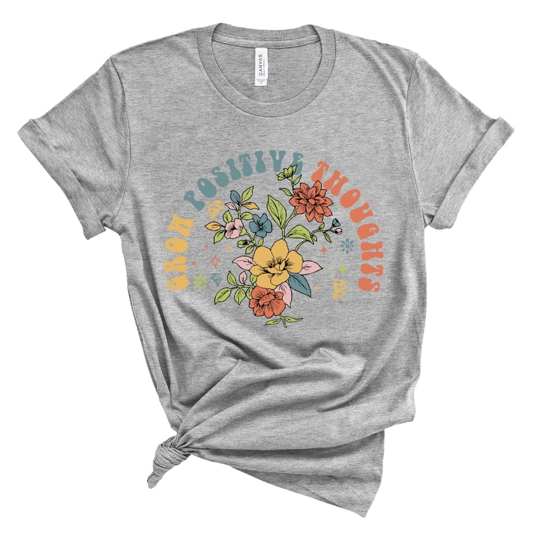 Bella Canvas 3001 T-Shirt Grow Positive Thoughts Graphic Tee