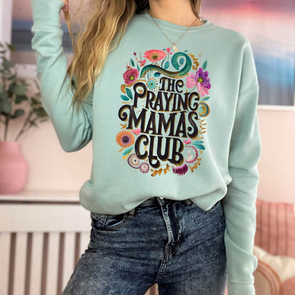 3945 Dusty Blue T-Shirt Praying Mamas Club Crewneck Sweatshirt - Dusty Blue