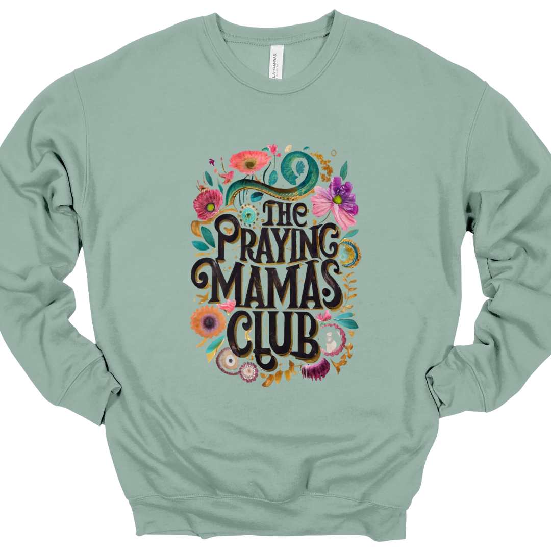 3945 Dusty Blue T-Shirt Praying Mamas Club Crewneck Sweatshirt - Dusty Blue