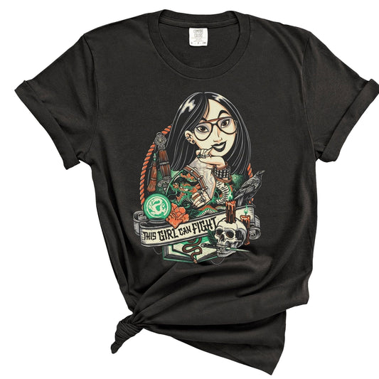 1717, 3001 This Girl Can Fight Graphic Tee S / Black