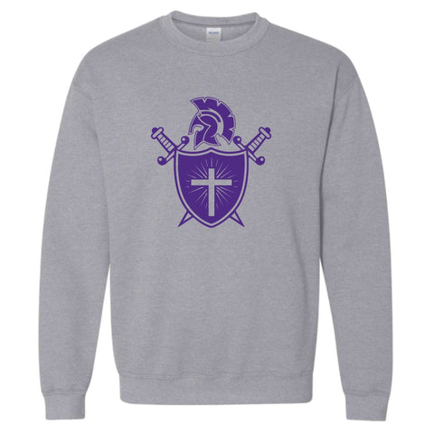 dBoldTees & DTF Transfers Visionway Shield Gildan Crewneck Sweatshirt  - FR013 Youth XS / Gray