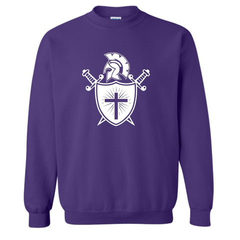 dBoldTees & DTF Transfers Visionway Shield Gildan Crewneck Sweatshirt  - FR013 Youth XS / Purple