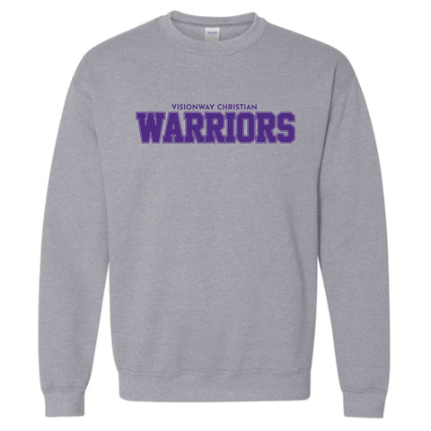 dBoldTees & DTF Transfers Visionway Warriors Block Gildan Crewneck Sweatshirt  - FR013 Youth XS / Gray