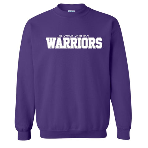 dBoldTees & DTF Transfers Visionway Warriors Block Gildan Crewneck Sweatshirt  - FR013 Youth XS / Purple