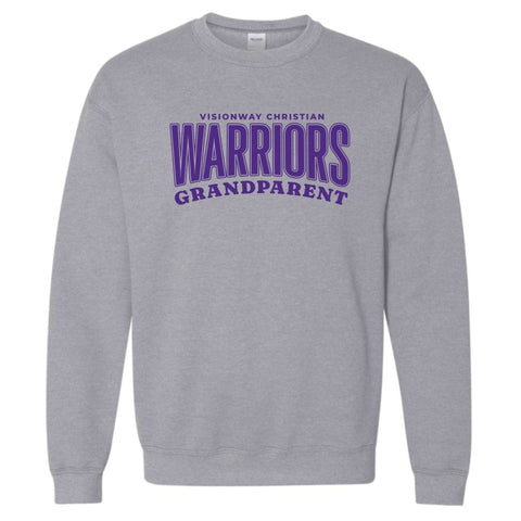 dBoldTees & DTF Transfers Visionway Warriors Grandparent Gildan Crewneck Sweatshirt  - FR013 Youth XS / Gray