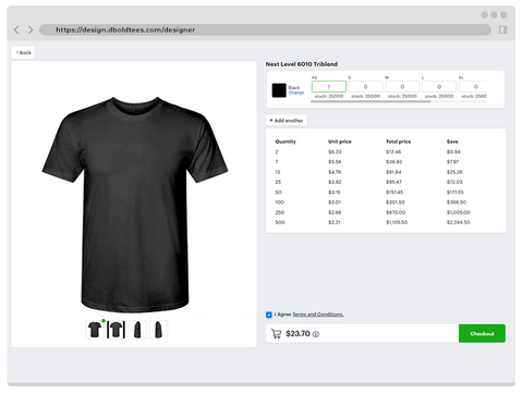 Set Quantity and Check Out