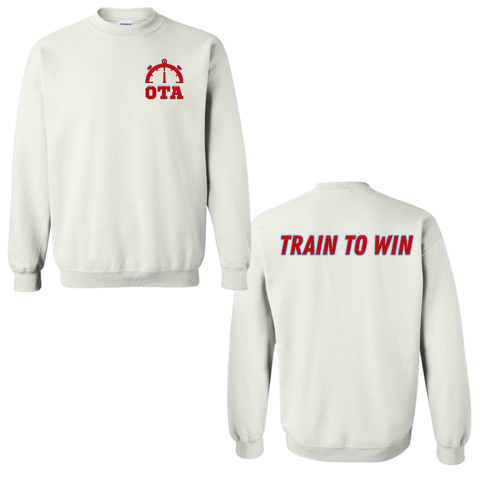 dBoldTees & DTF Transfers White OTA Train to Win Gildan Crewneck Sweatshirt - FR012 2T