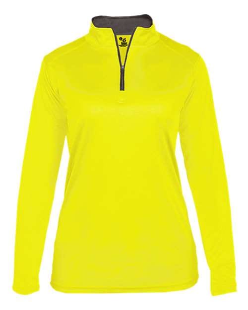 Badger Women’s B-Core Quarter-Zip Pullover Safety Yellow Green/ Graphite / XS