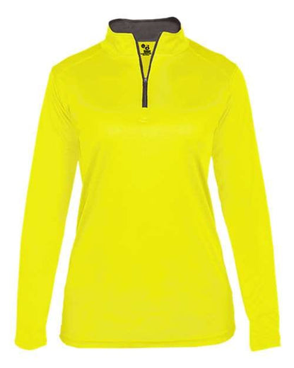 Badger Women’s B-Core Quarter-Zip Pullover Safety Yellow Green/ Graphite / XS