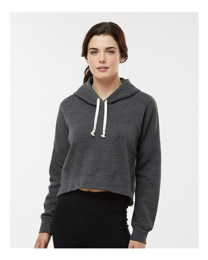 J. America Women's Crop Hooded Sweatshirt Black Triblend / S