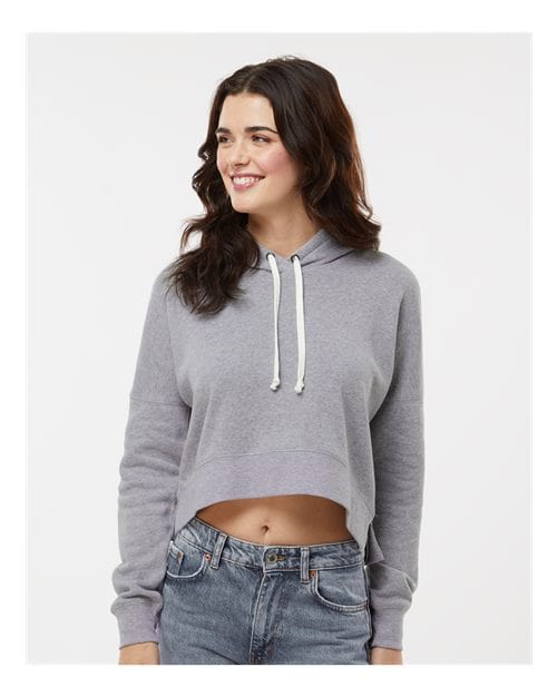 J. America Women's Crop Hooded Sweatshirt Grey Triblend / S