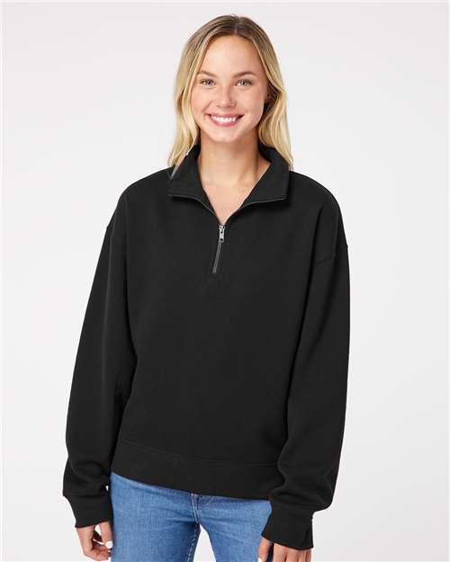 MV Sport Women's Sueded Fleece Quarter-Zip Sweatshirt Black / S