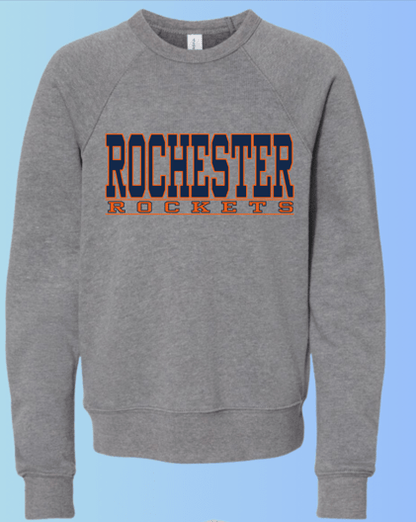 dBoldTees & DTF Transfers Youth Crewneck Rochester Rockets Bella + Canvas 3901Y DS004 - RR001 Youth Small / Gray